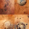 变色星球地球沙色死亡星球，鸟瞰，航拍，电影，杂志，下午晚些时候，行星全景，卫星图像--AR 9：16
