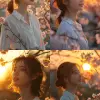 A charming Korean beauty with neat short hair, seen from the side, wearing dress trousers and white button shirt, standing under the cherry tree smiling, under the sunset   --ar 2:3 --s 750