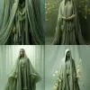 搭建绿色渐变布景，柯达电影，东方元素，现实主义，对称构图，时尚摄影，蒂姆·沃克风格，恰到好处的场景--AR3：4--S 750