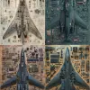 B-1B隐形轰炸机拆解图，B-1B隐形轰炸机位于图片中心，B-1B隐形轰炸机的零部件整齐地摆放在周围，超清晰、逼真、品质高、效果惊艳，8 k
--ar 3：4
--s 400