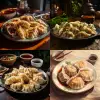 一盘香喷喷的饺子在桌上