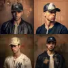 Super realistic photo of a man model wearing a new york yankees baseball cap, with embroidered stars, stitching and ruined vintage effect, 4k photo, photo taken from the front, elegant beige backgroun