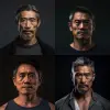 Asian, middle-aged male model with solid background