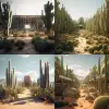 covered with cactus in the middle of the desert, desertpunk, standstrom, dramatic, architecture + photorealistic, cinematic art, concept art, cinematic + 35mm, Arnold render, artstation trending , ult