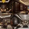 室内设计，中国古典风格，客厅，木质，气势宏大，宏伟，高空间，深，高度定制，高端感，8k，--ar3：2--v5