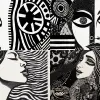 黑白的、现代的、女性的、雕版印刷品--阿16：9