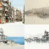 丹吉尔福冈。天气晴朗。纯粹的日本女人。人工智能图解。  --阿16：9