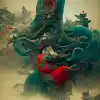 中国浮世绘的梦境，4K后处理，非常详细，玛雅+红移+地下艺术+额外的细节，美丽，虚幻的引擎，洛夫克拉夫特，詹姆斯·让，兹齐斯瓦夫·贝克辛斯基，阿什利·伍德，克雷格·马伦，达利，罗塞蒂，达芬奇，哈里斯·努凯姆摄影--h 500--uplight