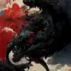 Hokusai Katsushika Hokusai，Pete Mohrbacher，Yoji Shinkawa+暗红云彩+肖像+哥特式插图+艺术趋势+复杂细节--h 2304--w 1024