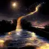 流水的楼梯，写实的，黄昏的，星空的，高清的，幻想的