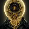 Nya lathotep的召唤，宇宙恐怖，Lovecraftian恐怖，神圣几何，超细节，4k，黑色，金色--ar2：3