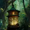一个微小的幻想生态系统包含在一个灯笼中，以泰勒·埃德林、阿尔伯特·比尔施塔特、赫伯特·鲍尔、爱德华·塔夫特、大卫·麦坎德莱斯的风格--ar5：7--Q 2--S 5000