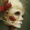 骨骼拥抱，红色，金色，黑色，奶油色，柔和的色调，细节，优雅，美丽，马可·马佐尼-阿尔11：19