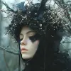 Nicole Harper为《广告牌》杂志拍摄的照片，超现实主义自动售货机风格，mori kei，用ektachrome拍摄的照片，Witchcore，视听装置，黑色和米色，工作室肖像--ar 175：204 --s 750 --风格原始