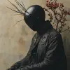 Nicole Harper为《广告牌》杂志拍摄的照片，超现实主义自动售货机风格，mori kei，用ektachrome拍摄的照片，Witchcore，视听装置，黑色和米色，工作室肖像--ar 175：204 --s 750 --风格原始
