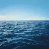 生成平静而迷人的大海的平静而迷人的图像。想象万里无云的天空下一片清澈宁静的水域。捕捉阳光在表面的变化，创造充满活力的蓝色色调并凸显大海的清澈。用轻柔的波浪或涟漪强调场景的平静。包括遥远的地平线，也许是一些海鸟等微妙的细节，以增强图像的真实感和深度。传达未受影响、广阔海洋的美丽和宁静，唤起平静和奇迹的感觉