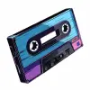 A retro icon of a cassette tape, Carbon Fiber style, blue and purple palette, art by Roy Lichtenstein, white background:: --q 2 --v 5