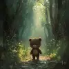 小熊三木在大树林中行走