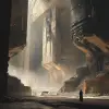 Alien ruins, sci fi, soft light, golden ration, far future, sharp focus, studio photo aesthetic, boasts intricate details, ultra-clear, highly detailed, dramatic lighting, style by Greg Rutkowski 