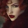 女人，冬天，毛皮，美丽，Una señorita滑稽复古与cabello颜色rojo cereza con labios rojos re femenina que me inspired a conectar con mi feminidad con ozos de Color oscuros delicada，浪漫小说，que me inspired a conectar con mi fem