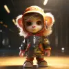 可爱的[猴子/批评]关于[地点]、[衣服]、全身、[闪电]、概念艺术、ue 5、3D渲染、8 k--v 5.2