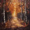 Autumn forest path in the style of Ansel Adam