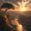 saharian landscape at sunset , 4k ultra realism, BY Anton Gorlin, trending on artstation, sharp focus, studio photo, intricate details, highly detailed, by greg rutkowski 