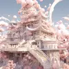 3d 256位日本动漫寺庙，Jacob Hashimoto，错综复杂，柔和的色调，柔和的灯光，干净宁静的背景--v 5.2 --q 2