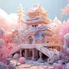 3d 256位日本动漫寺庙，Jacob Hashimoto，错综复杂，柔和的色调，柔和的灯光，干净宁静的背景--v 5.2 --q 2