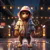 可爱的[猴子/批评]关于[地点]、[衣服]、全身、[闪电]、概念艺术、ue 5、3D渲染、8 k--v 5.2
