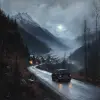  new road on the edge of the Mount Blanc alps with a modern village and ford truck fantasy realistic, a masterpiece, razor sharp focus, dynamic and the vegetation is old a veil of mist is on the groun
