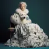 Vogue Magazine Cover, [Animal] in a candid pose wearing [clothes], [half body/full body] photoshoot, Magazine photoshoot, Studio Lighting, Creative trippy aesthetic background, Modern look --v 5.2