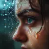 Raindrops mimic my tears, blurring the world around me,