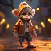 可爱的[猴子/批评]关于[地点]、[衣服]、全身、[闪电]、概念艺术、ue 5、3D渲染、8 k--v 5.2