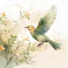 UI传统插图，鸟飞，和谐，浪漫主义水彩，泥土色调色板，绿色背景--v 5.2 --原始风格