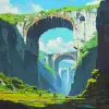 未来派科幻景观，农村地区   未来，美丽的风景，丙烯酸绘画，Pixiv粉丝盒的趋势，调色板刀和画笔，新海真的风格杰米·怀斯詹姆斯·吉拉德爱德华·霍普格雷格·鲁特科斯基工作室吉卜力根信的影响