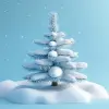 蓝色背景下的白雪皑皑的圣诞树早午餐，创新页面设计风格，duy huynh，zbrush，白色背景，动画GIF，konica big mini，柔和圆润的形式--原始风格--s 150