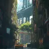 Crumbing City、虚幻引擎、greg rutkowski、loish、rhads、beeple、makoto shinkai和lois van baarle、ilya kuvshinov、rossdraw、tom bagshaw、Thomonse mucha、全球照明、详细而复杂的环境