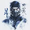 来自真人快打的《Sub Zero》，水墨艺术构思，带有印刷元素，抽象，补色，简约，中国画，白底，8 k，