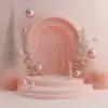 以pantone桃子绒毛为背景的圣诞装饰，采用创新页面设计风格，duy huynh、zbrush、白色背景、动画GIF、konica big mini、柔和圆润的形式--原始风格--s 150