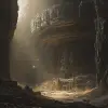 Alien ruins, sci fi, soft light, golden ration, far future, sharp focus, studio photo aesthetic, boasts intricate details, ultra-clear, highly detailed, dramatic lighting, style by Greg Rutkowski 