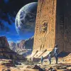 地球科学家在遥远星球上发现了古代外星考古遗址的详细场景。描绘神秘的外星文物、象形文字以及破译这个失传已久的外星文明历史的奇妙感和阴谋感