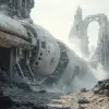 Alien machinery, alien ruins, sci fi, science outpost, exoplanet 