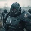 钢铁装甲士兵的兄弟情谊凝视着荒原