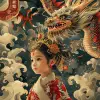 农历新年红龙，皮克斯动画风格，中国传统文化主题，错综复杂的服装，维多利亚风格的插图，欢乐的混乱，--ar 1：1 --styminster 750 --v 6