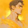 A skilled artist, depicting human form, in the style of El Greco, a muted palette, with soft lighting, rendered in a subtle style, clean and saffron yellow background::2 --ar 1:1 --niji 5