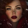 女人，冬天，毛皮，美丽，Una señorita滑稽复古与cabello颜色rojo cereza con labios rojos re femenina que me inspired a conectar con mi feminidad con ozos de Color oscuros delicada，浪漫小说，que me inspired a conectar con mi fem