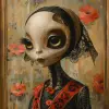 一幅以卡特里娜为原型的外星人画作，迪士尼动画风格，二战前巴黎学校，32 k uhd，人物漫画，神秘的背景，生动的画面--v 6.0 --s 500 
