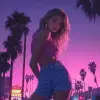 洛杉矶夜晚的浪涛女孩，Synthwave美学。Don Bluth的艺术