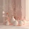 以pantone桃子绒毛为背景的圣诞装饰，采用创新页面设计风格，duy huynh、zbrush、白色背景、动画GIF、konica big mini、柔和圆润的形式--原始风格--s 150